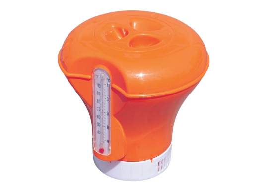 Bestway 58209-orange, плавающий поплавок-дозатор для химии с термометром, 2 в 1