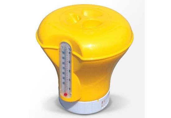 Bestway 58209-yellow, плаваючий поплавок-дозатор для хімії з термометром, 2 в 1
