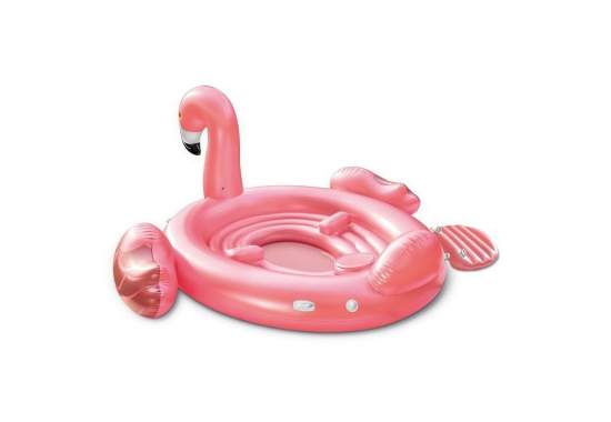 Intex 57267-flamingo, надувний пліт для вечірок Фламінго 422x373x185 см