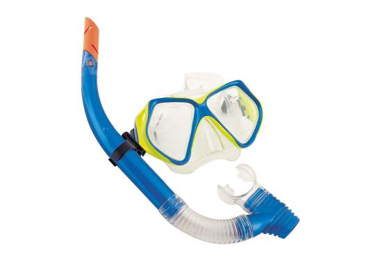 Bestway 24003-blue, набор для плавания, маска и трубка, от 14 лет. Голубая