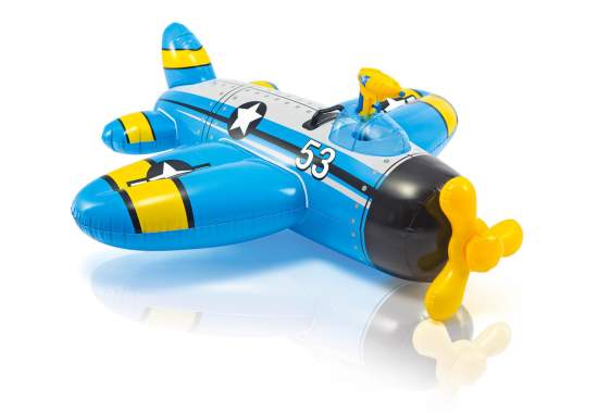 Intex 57537-blue, надувной плотик Самолетик 132x130 см