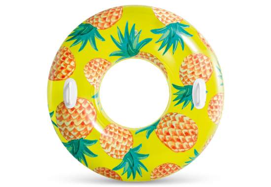 Intex 56261-pineapple, надувной круг Ананас. 107см, от 9л