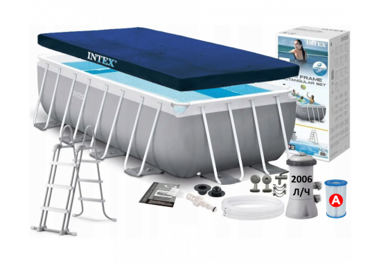Intex 26788-3 New, каркасный бассейн 400 x 200 x 100 см (в комплекте с тентом 28037)