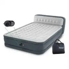 Intex 64448, надувная кровать 236 x 152 x 86 (46)см с изголовьем ULTRA PLUSH