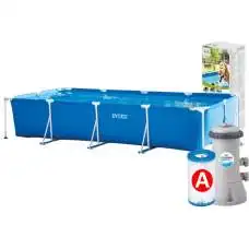 Intex 28274, каркасный бассейн 450 x 220 x 84 см Rectangular Frame Pool (Intex 28273 с насосом)