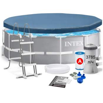 Intex 26718-3 New, каркасный бассейн 366 x 122 см Prism Frame Pool (в комплекте с тентом 28031)
