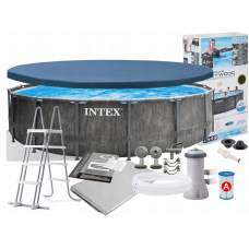 Intex 26742, каркасний басейн 457 x 122 см GreyWood Prism Frame Pool