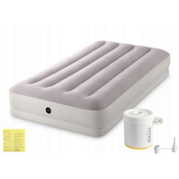 Intex 64177, надувний матрас-ліжко 191 x 99 x 30 см із зовнішним насосом від USB 5В 2A MID-RISE PRESTIGE
