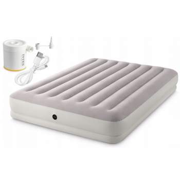 Intex 64179, надувний матрас-ліжко 203 x 152 x 30 см із зовнішним насосом від USB 5В 2A MID-RISE PRESTIGE