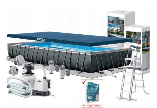 Intex 26374, каркасный бассейн 975 x 488 x 132 см Ultra XTR Rectangular Frame Pool