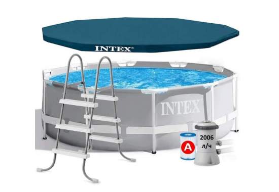 Intex 26706SC-5 New, каркасний басейн 305 x 99 см Prism Frame Pool (насос-фільтр 2006л/год, драбина 107см, тент 305см)