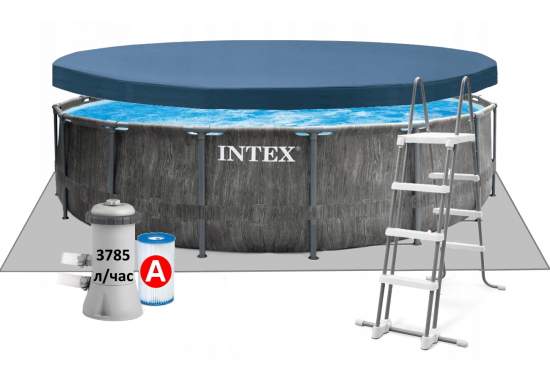 Intex 26742, каркасний басейн 457 x 122 см GreyWood Prism Frame Pool