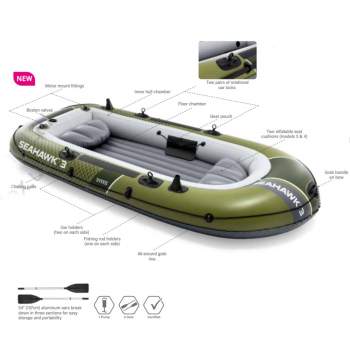 Intex 66332, Надувний човен SEAHAWK 2 Set (68347) 236x114x41см, 2-х містна