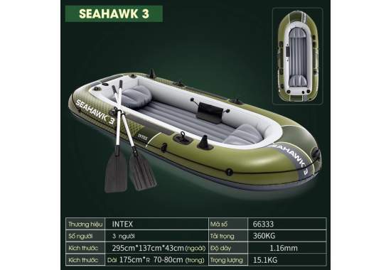 Intex 66333, Надувний човен SEAHAWK 3 Set (68347) 295x137x43см, 3-х містна