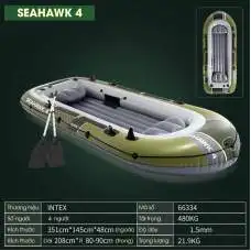 Intex 66334, надувная лодка SEAHAWK 4 Set 351x145x48см, 4-х местная Intex 66334, надувная лодка SEAHAWK 4 Set 351x145x48см, 4-х местная