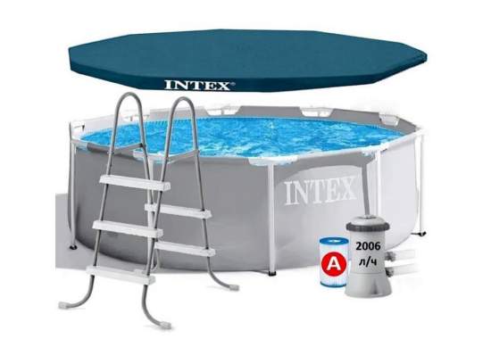 Intex 26706ND-5 New, каркасный бассейн 305 x 99 см (насос-фильтр 2006л/час, лестница 107см, тент 305см)