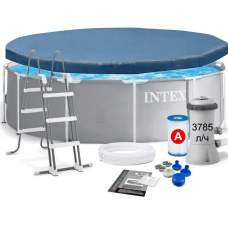 Intex 26718FS-3 New, каркасный бассейн 366 x 122 см Prism Frame Premium Pool (в комплекте с тентом 28031)