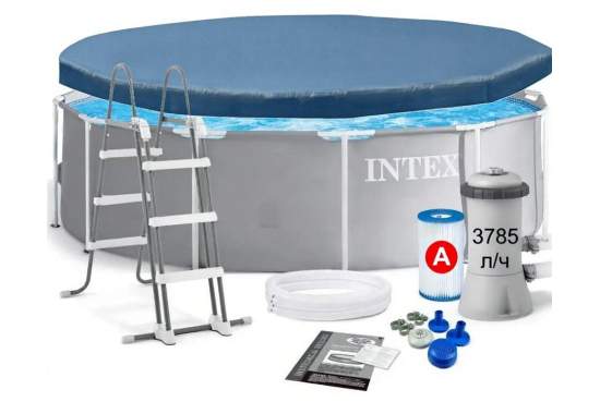 Intex 26718FS-3 New, каркасный бассейн 366 x 122 см Prism Frame Premium Pool (в комплекте с тентом 28031)