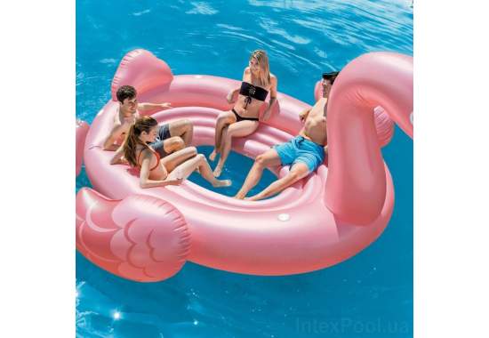 Intex 57297-flamingo, надувний пліт для вечірок Фламінго 384x292 см