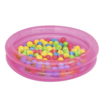Bestway 51085-pink, надувной детский бассейн 91х20 см с шариками