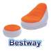 Bestway 75053-orange, надувное кресло 122 x 94 x 81 см с пуфом, оранжевое