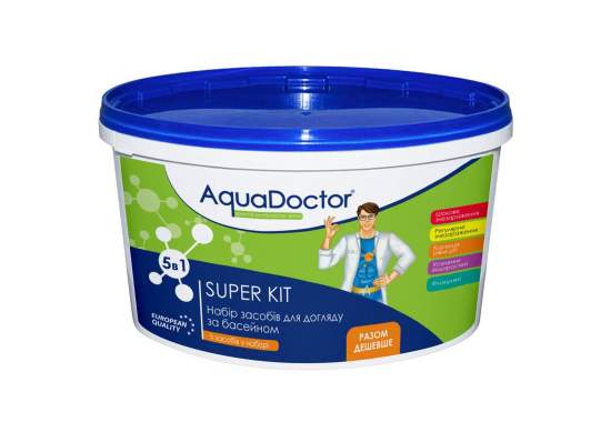 AquaDoctor super-kit-5-v-1, Комплекс хімії для басейну AquaDoctor Super Kit 5-в-1, загальна вага 3кг
