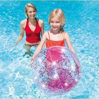 Intex 58070-pink, надувной прозрачный пляжный мяч Розовый, 71см