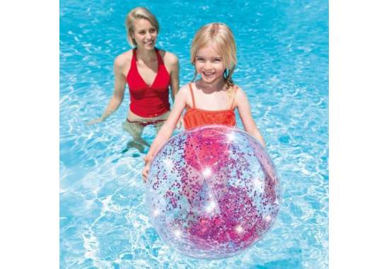 Intex 58070-pink, надувной прозрачный пляжный мяч Розовый, 71см