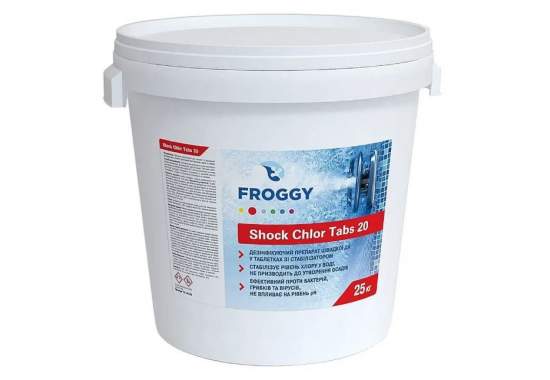 Froggy T0140-03_25KG, Швидкий (шоковий) Хлор (20г), 25кг